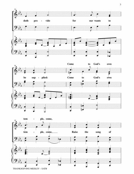 THANKSGIVING MEDLEY (SATB CHOIR and PN with Choir Prt) image number null