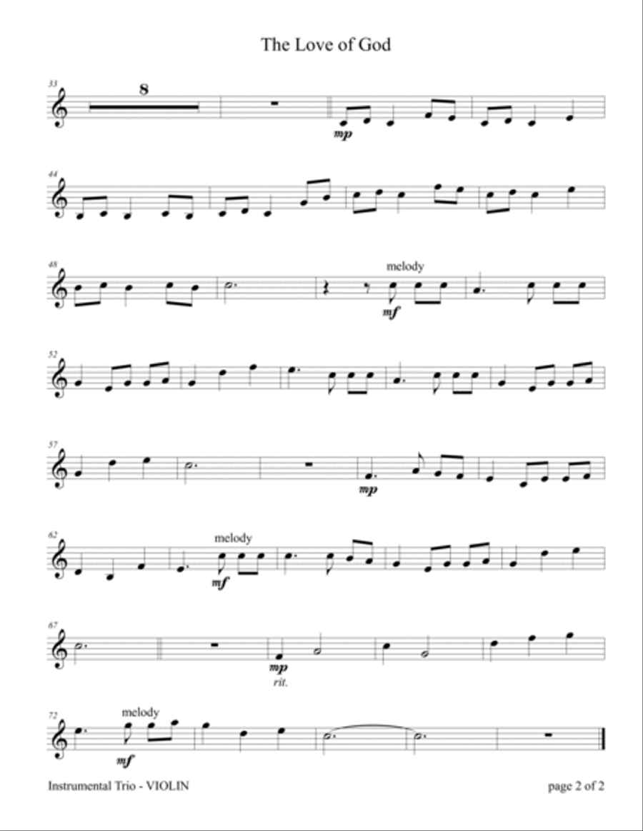 The Love of God (for Cello and Violin Duet with Piano Accompaniment) Piano Trio scores gallery preview page 4