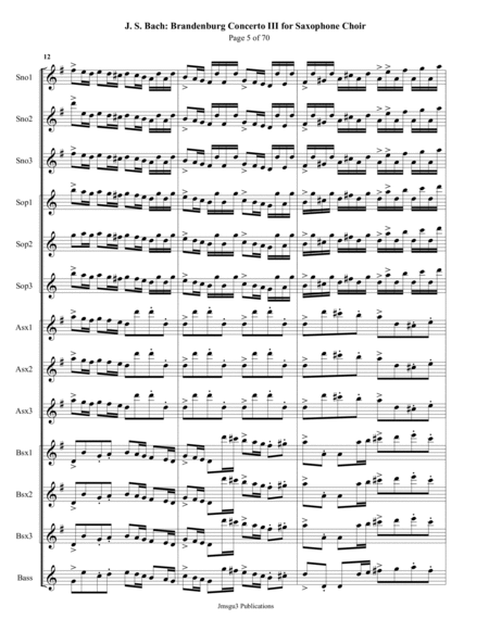 Bach: Brandenburg Concerto No. 3 for Saxophone Choir image number null