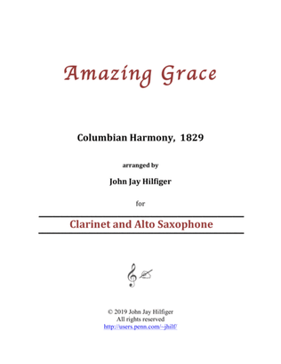 Book cover for Amazing Grace for Clarinet and Alto Saxophone