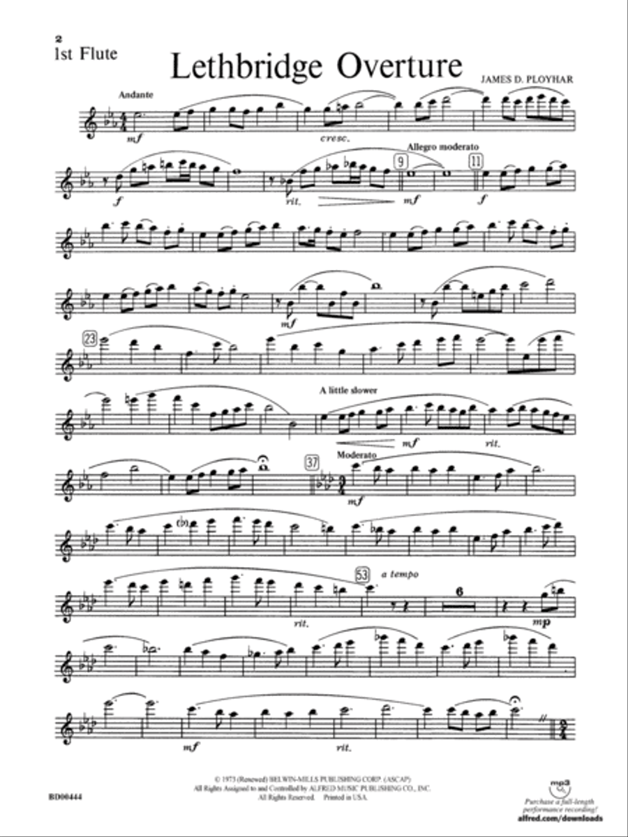 Lethbridge Overture: Flute Concert Band scores gallery preview page 1