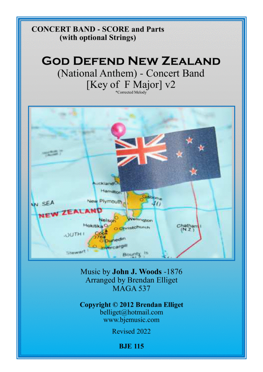 God Defend New Zealand (National Anthem) - Concert Band Score and Parts PDF Concert Band scores gallery preview page 1