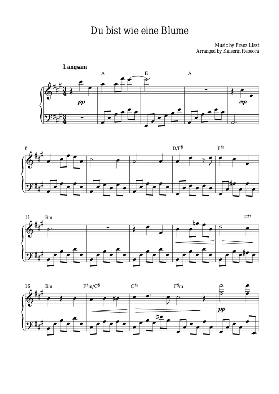 Du bist wie eine Blume Piano Method scores gallery preview page 1