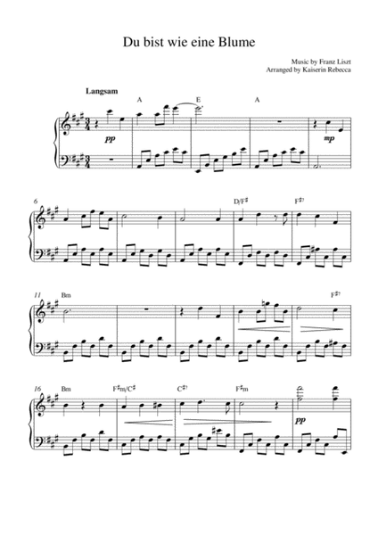 Du bist wie eine Blume by Franz Liszt Piano Method - Digital Sheet Music