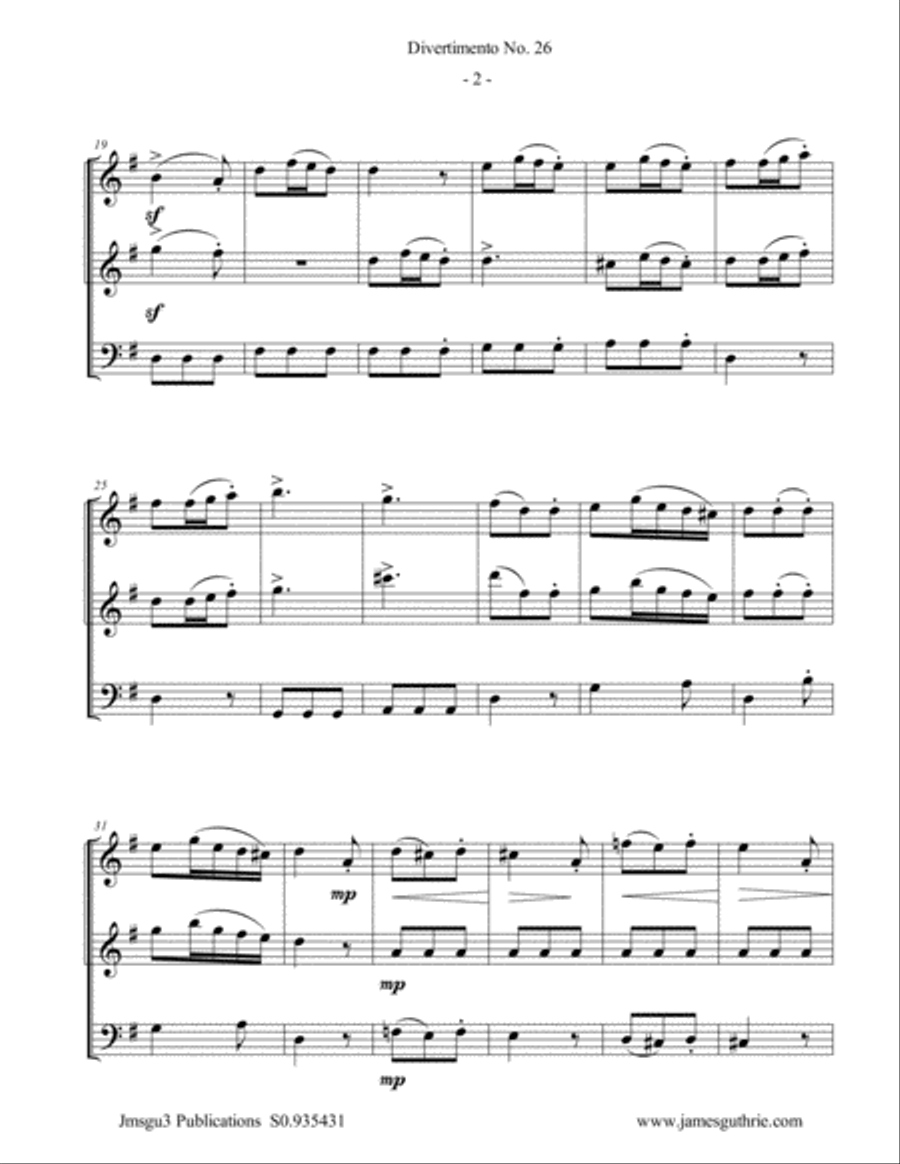 Haydn: Divertimento No. 26, Trio for Oboe Duo & Bassoon Woodwind Trio scores gallery preview page 2