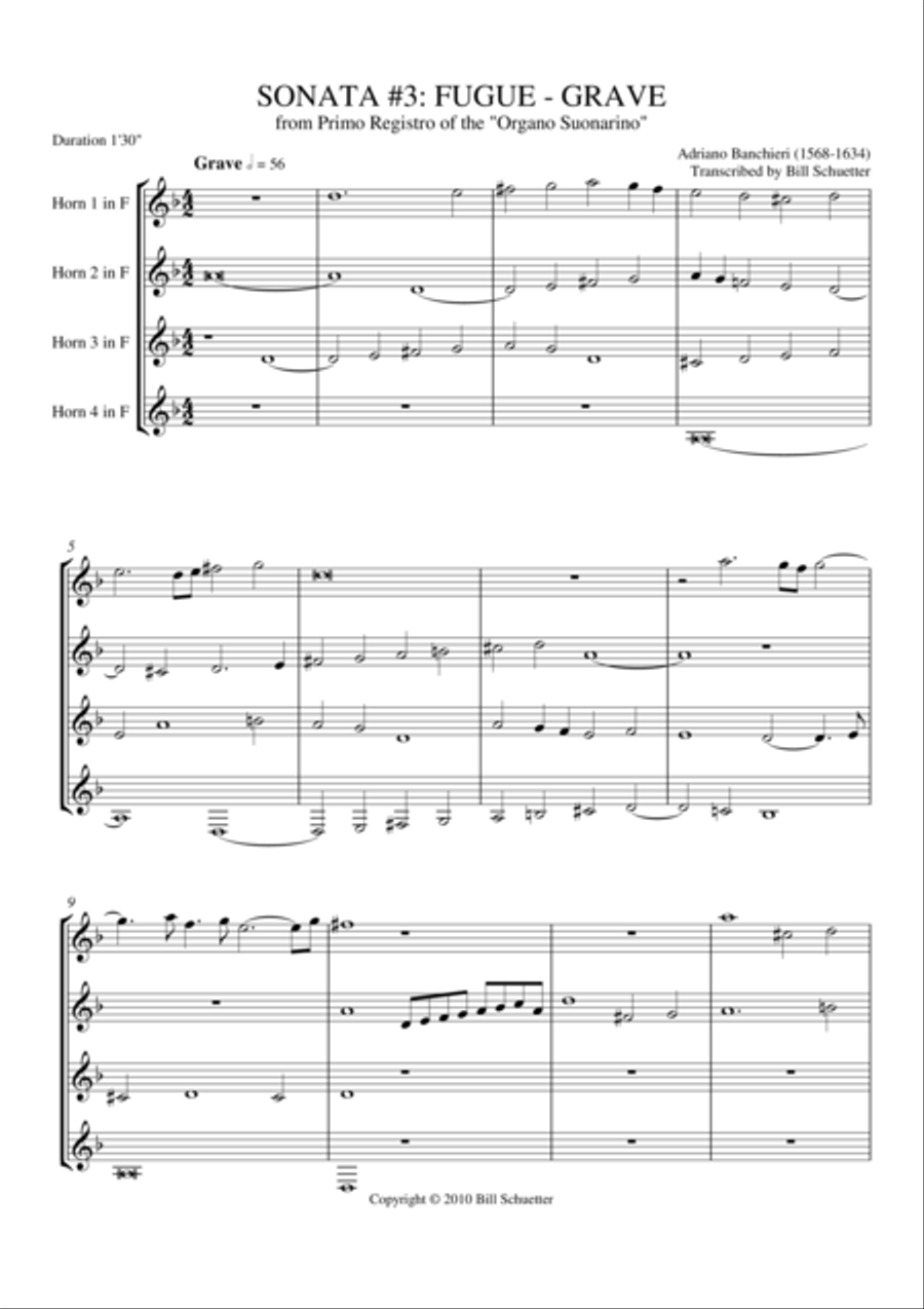 Sonata 3: Fugue-Grave Sonata 3: Fugue-Grave Horn scores gallery preview page 2