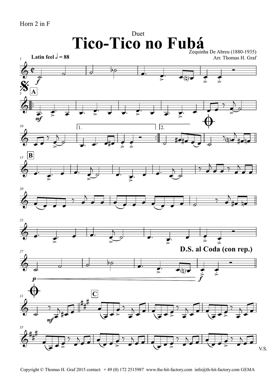 Tico-Tico no Fubá - Choro - Duet Horn Brass Duet scores gallery preview page 5