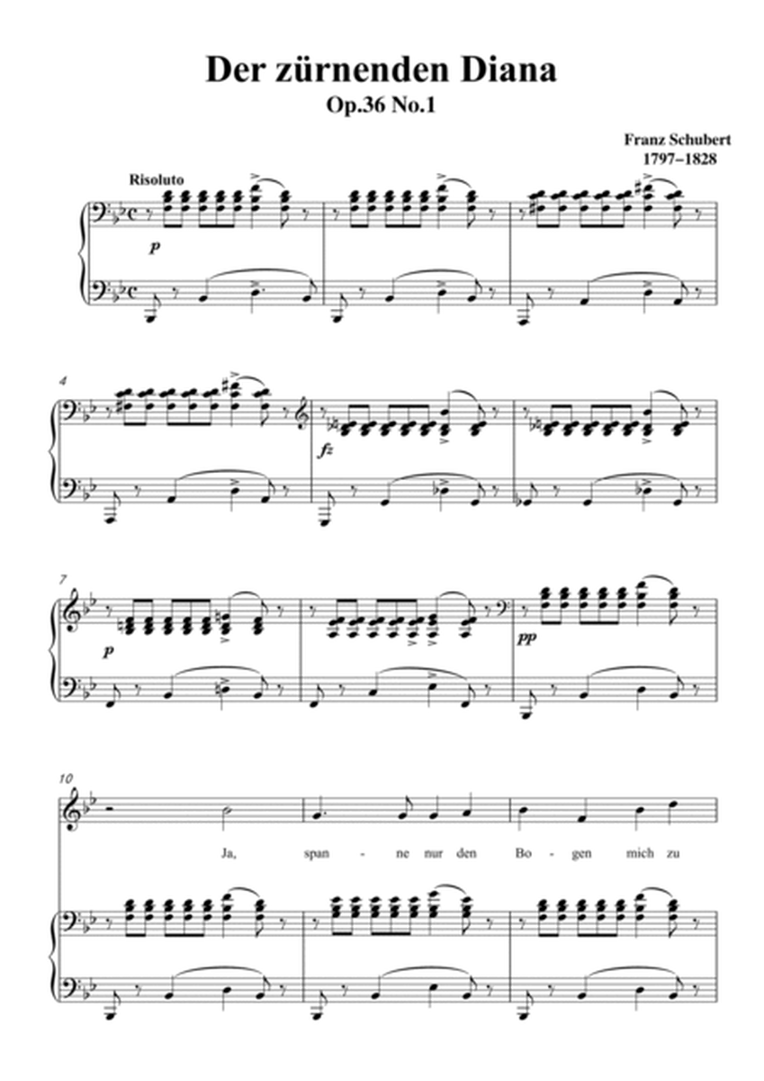Schubert-Der Zürnenden Diana,Op.36 No.1 in bB for Vocal and Piano