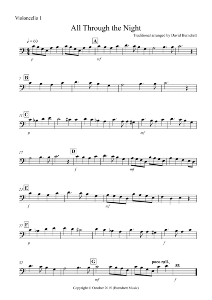 All Through the Night for Cello Quartet Cello Solo scores gallery preview page 3