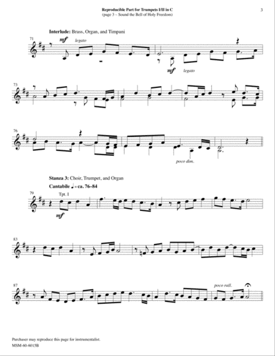 Sound the Bell of Holy Freedom: Come to Us, O Holy Spirit Choir scores gallery preview page 3