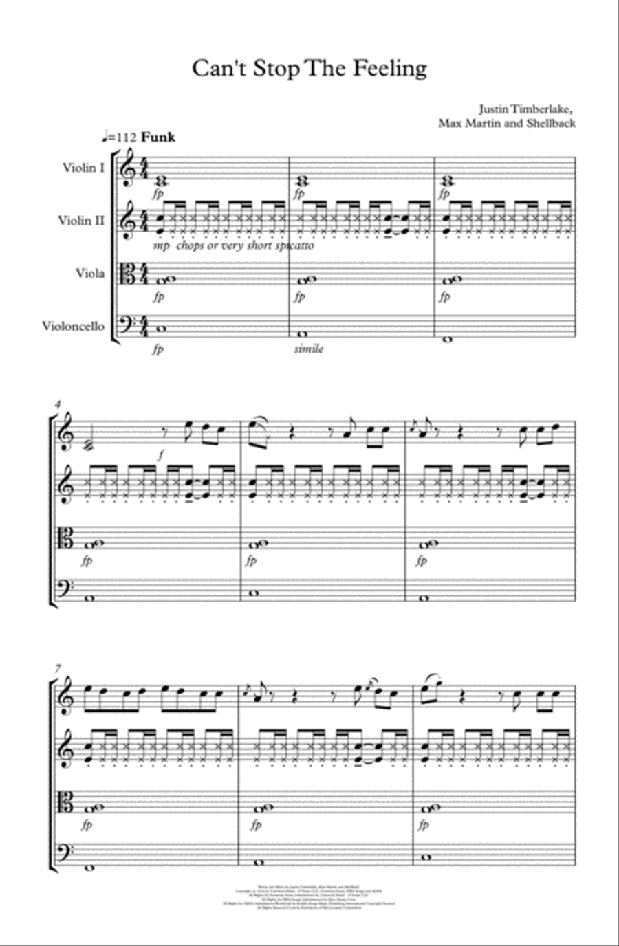 Can't Stop The Feeling from TROLLS Can't Stop The Feeling from TROLLS String Quartet scores gallery preview page 2