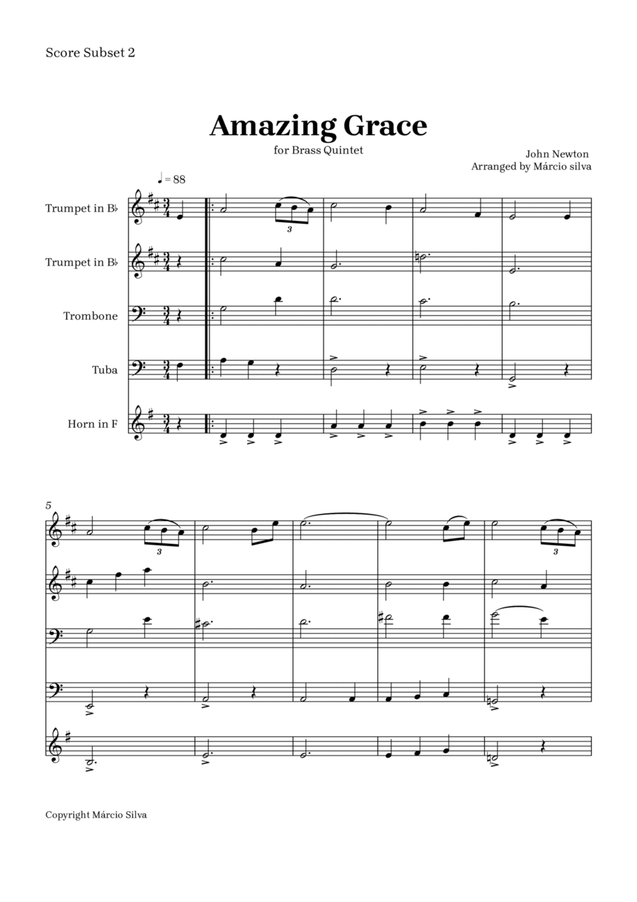 Amazing grace Trombone scores gallery preview page 1