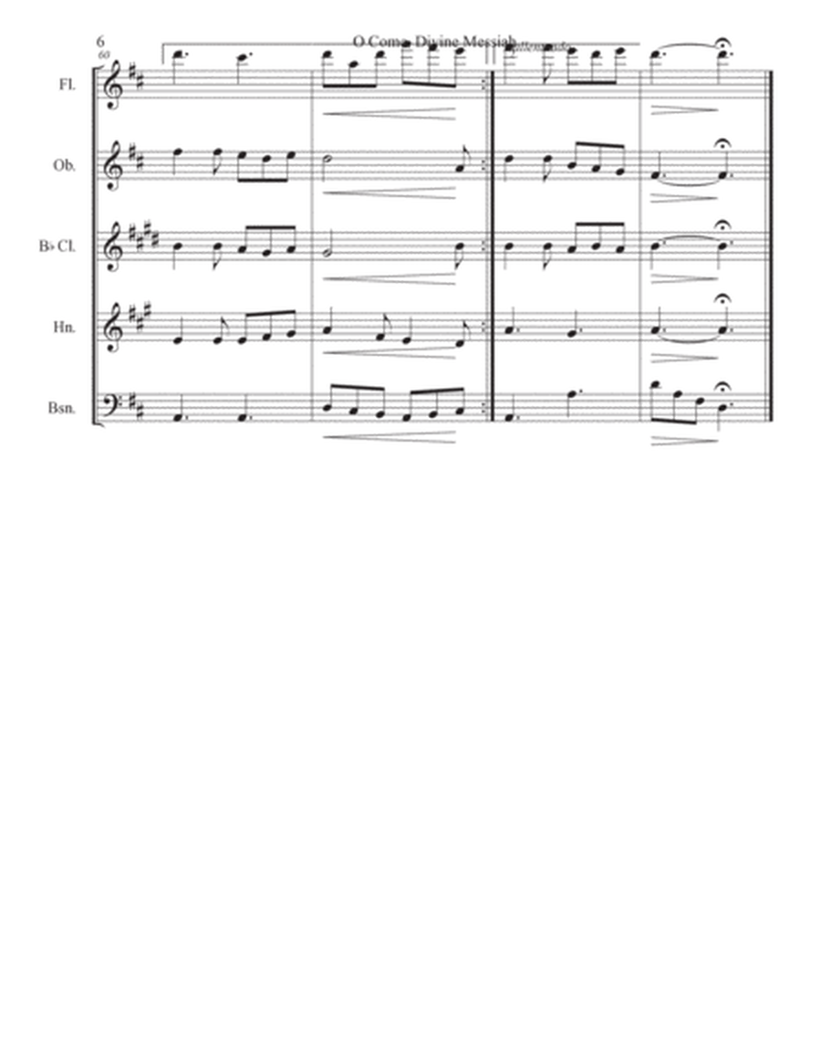 O Come, Divine Messiah (French and Celtic Carol) for Woodwind Quintet image number null