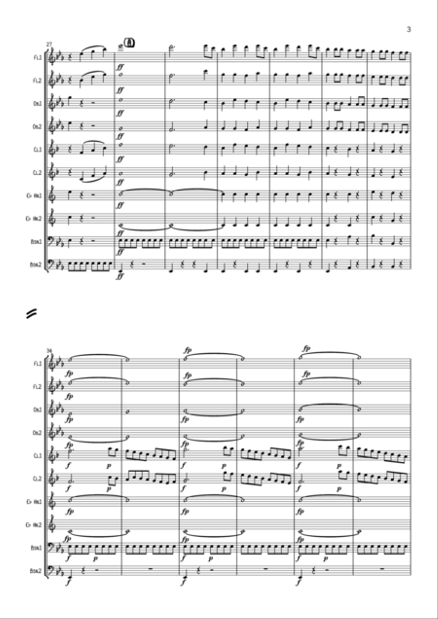 Mozart: Le nozze di Figaro (The Marriage of Figaro) Overture K492 - wind dectet Woodwind Quintet scores gallery preview page 3