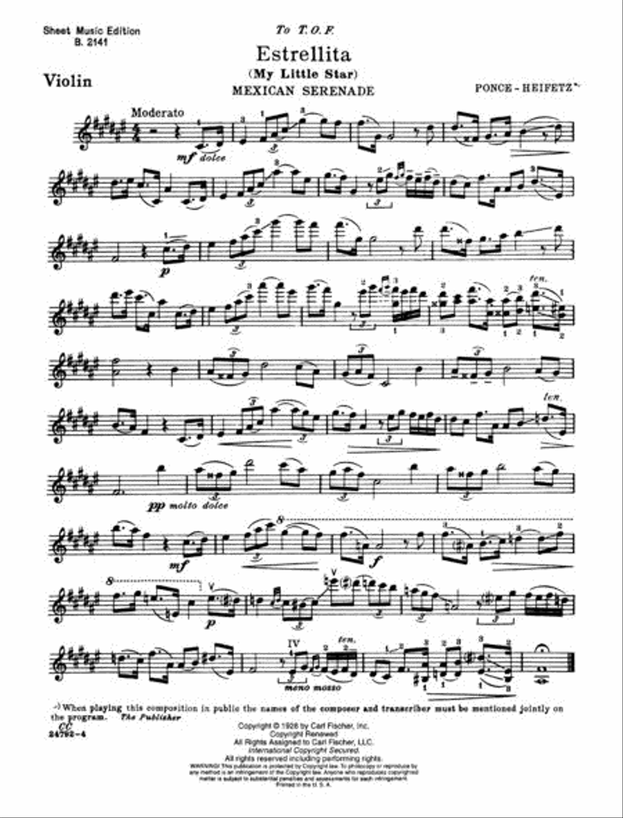 Estrellita (My Little Star) Violin Solo scores gallery preview page 2