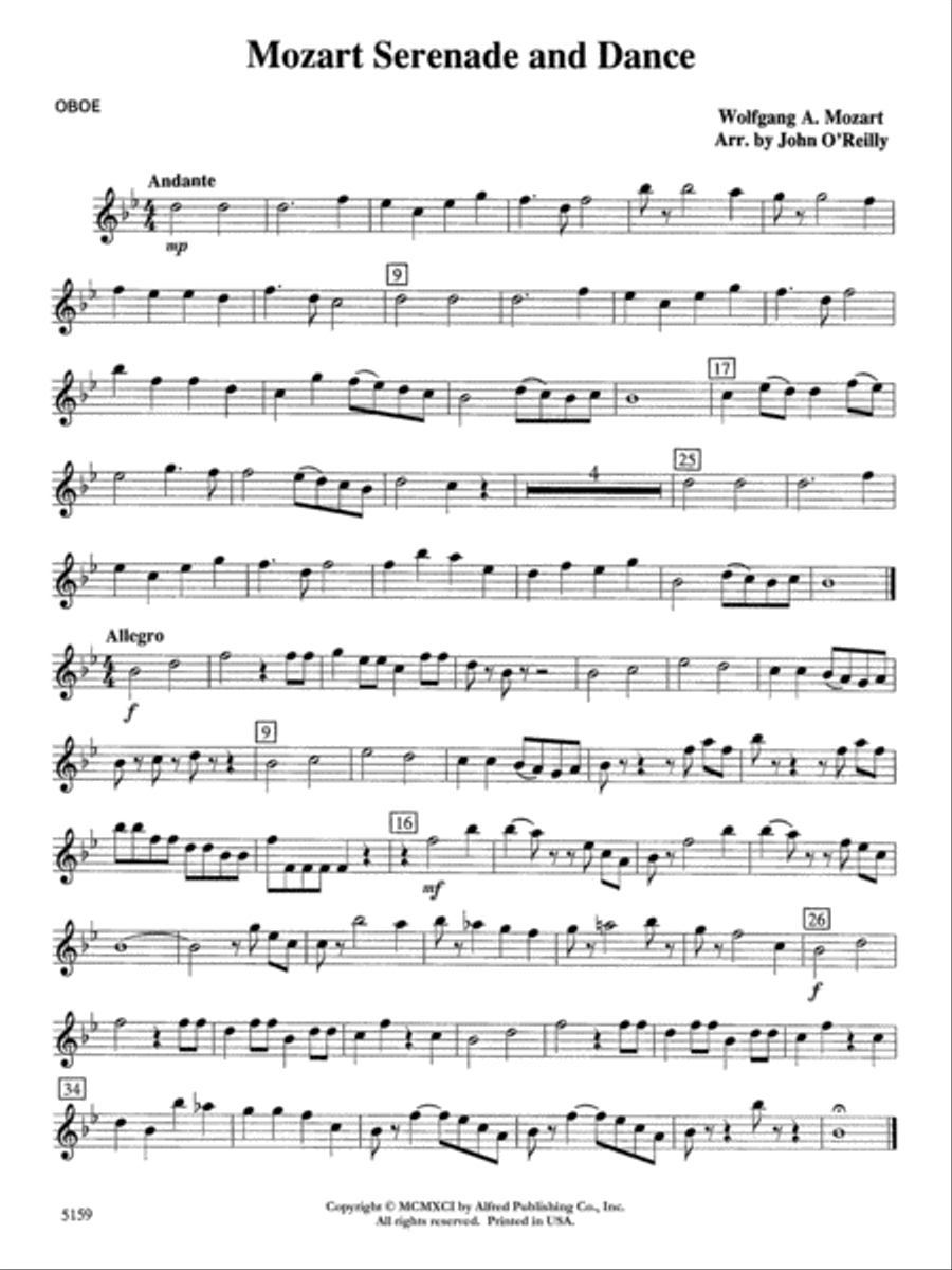 Mozart Serenade and Dance: Oboe Concert Band scores gallery preview page 1
