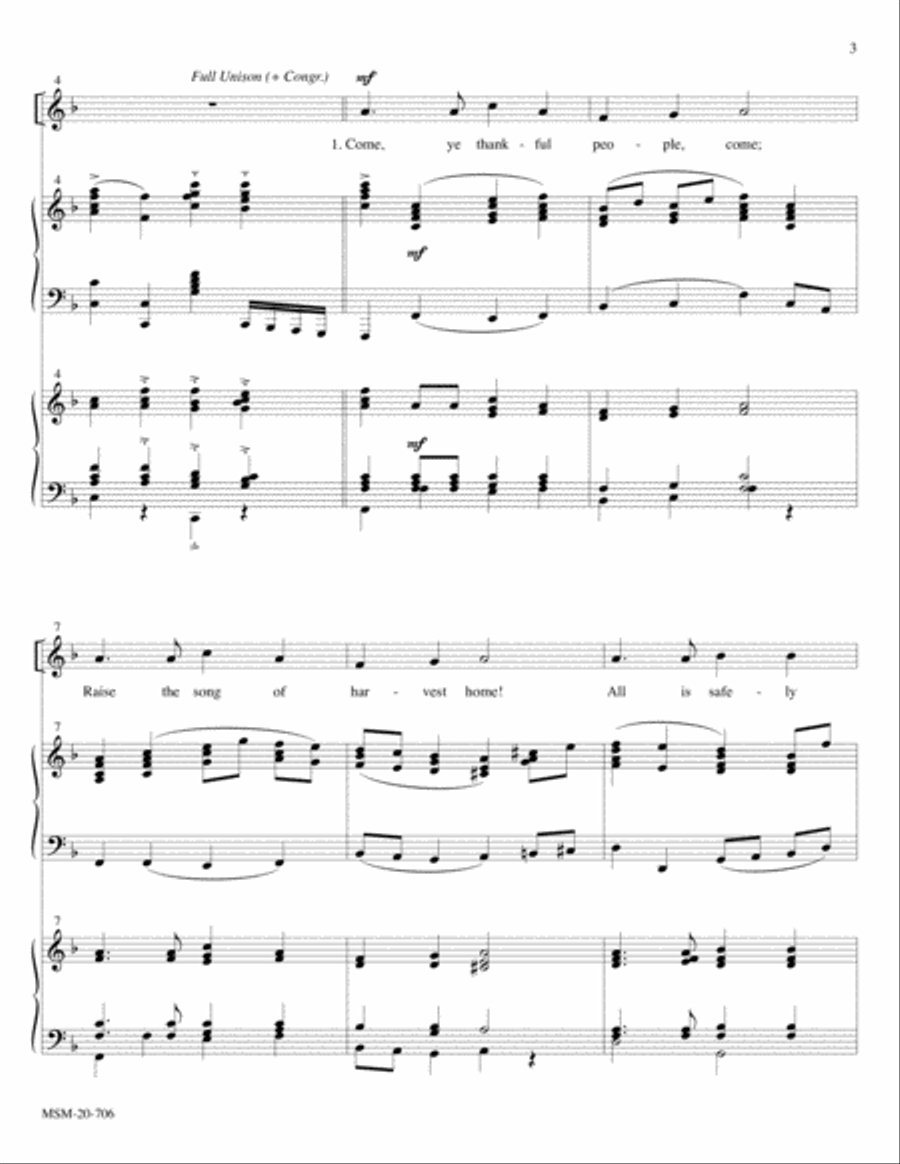 Come, Ye Thankful People, Come 4-Part scores gallery preview page 2