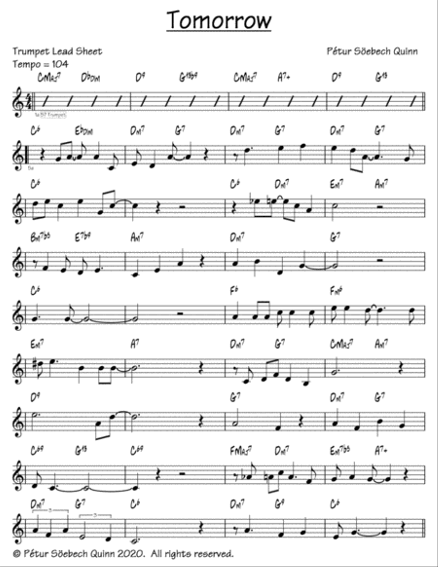 Tomorrow Tomorrow Trumpet Solo scores gallery preview page 1