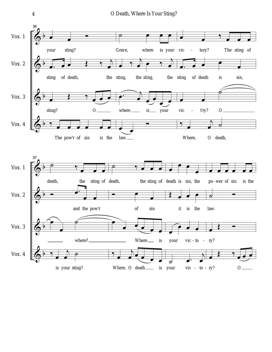 O Death, Where Is Your Sting? A Cappella scores gallery preview page 4
