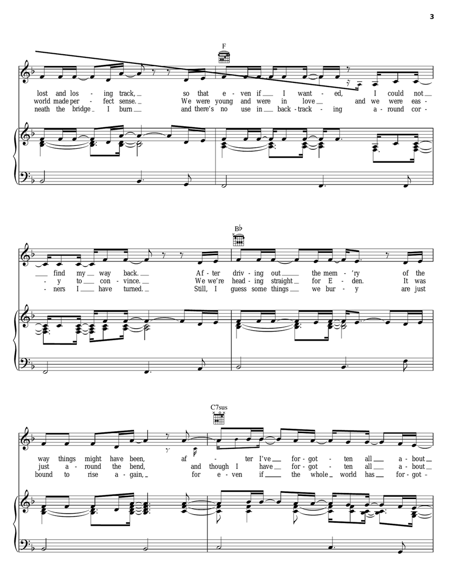 The Song Remembers When Piano, Vocal, Guitar scores gallery preview page 3