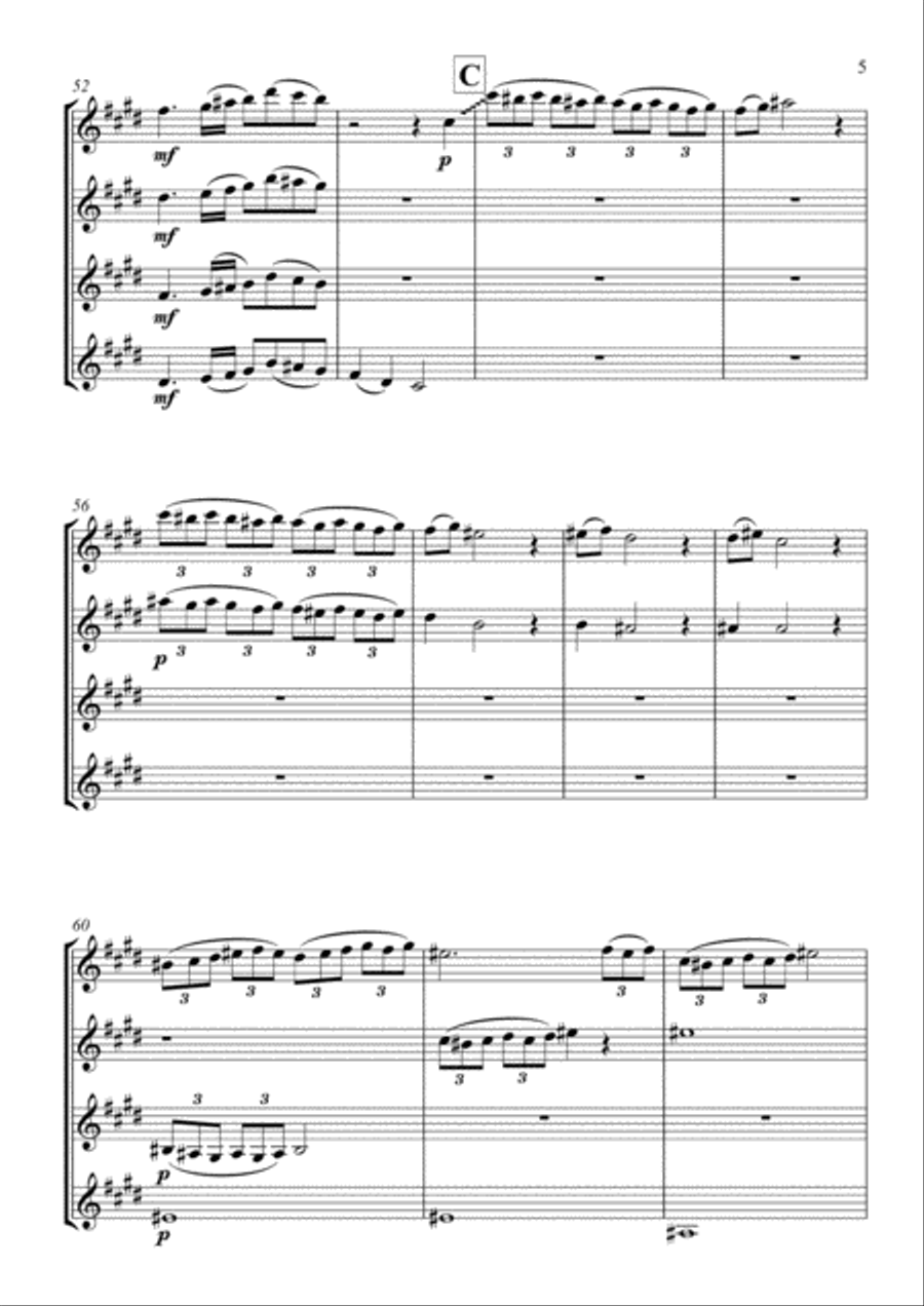 Ruach (Air in Motion) for Clarinet Quartet Clarinet Quartet scores gallery preview page 5