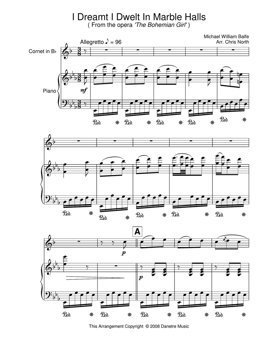 I Dreamt I Dwelt In Marble Halls (Bb Cornet & Piano) Cornet scores gallery preview page 3