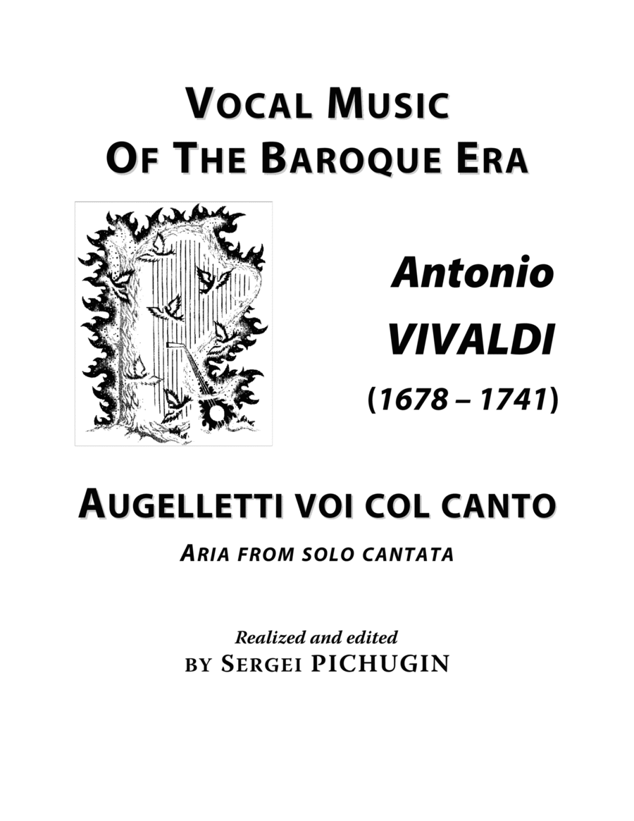 VIVALDI Antonio: Augelletti voi col canto, aria from the cantata, arranged for Voice and Piano (G mi Soprano Voice scores gallery preview page 1