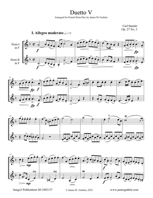 Stamitz: Duet Op. 27 No. 5 for French Horn Duo