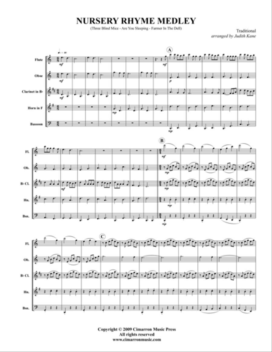 Nursery Rhyme Medley Nursery Rhyme Medley Woodwind Quintet scores gallery preview page 1