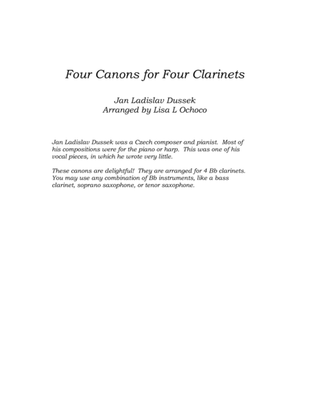Four Canons for Four Clarinets (4 Bb) image number null