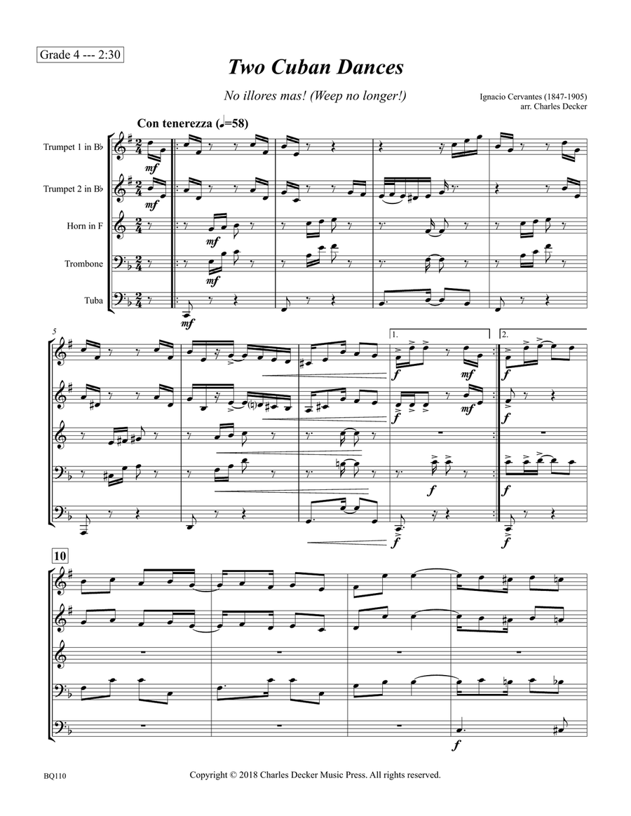 Two Cuban Dances for Brass Quintet Brass Quintet scores gallery preview page 2