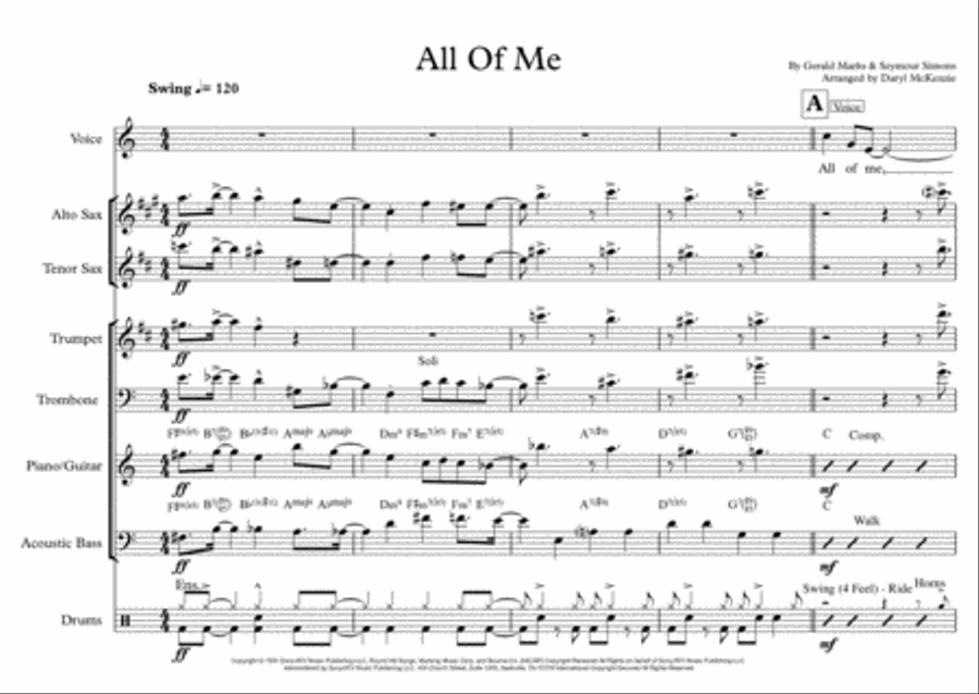 All Of Me Tenor Saxophone scores gallery preview page 1