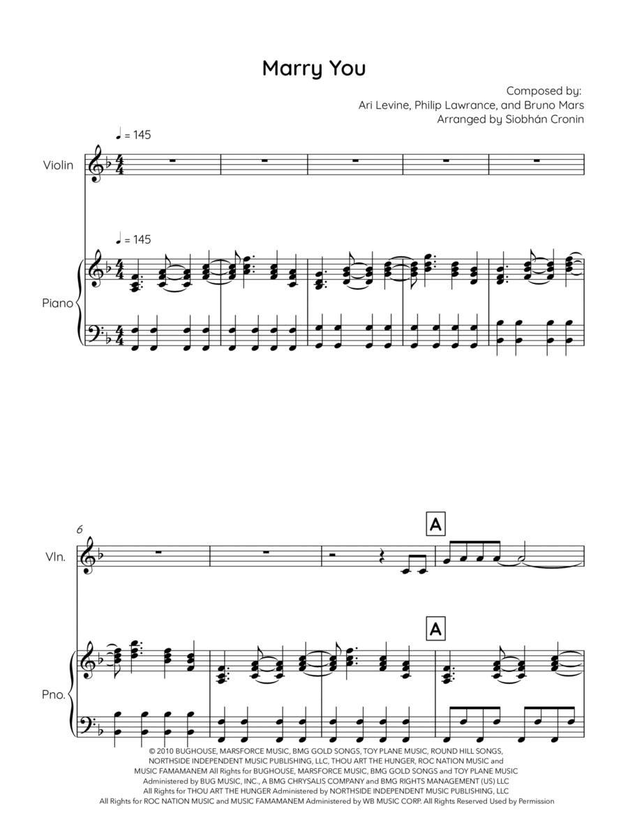 Marry You Violin Solo scores gallery preview page 1