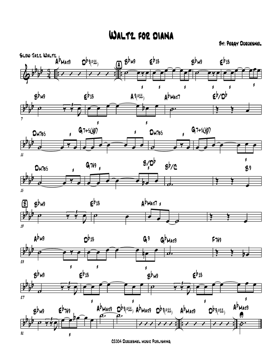 Waltz for Diana Jazz Ensemble scores gallery preview page 1