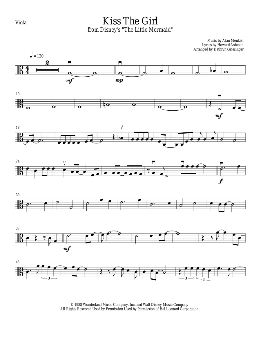 Kiss The Girl String Quartet scores gallery preview page 5
