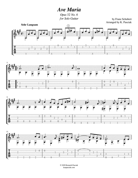 Ave Maria (for Solo Guitar) (easy version) image number null