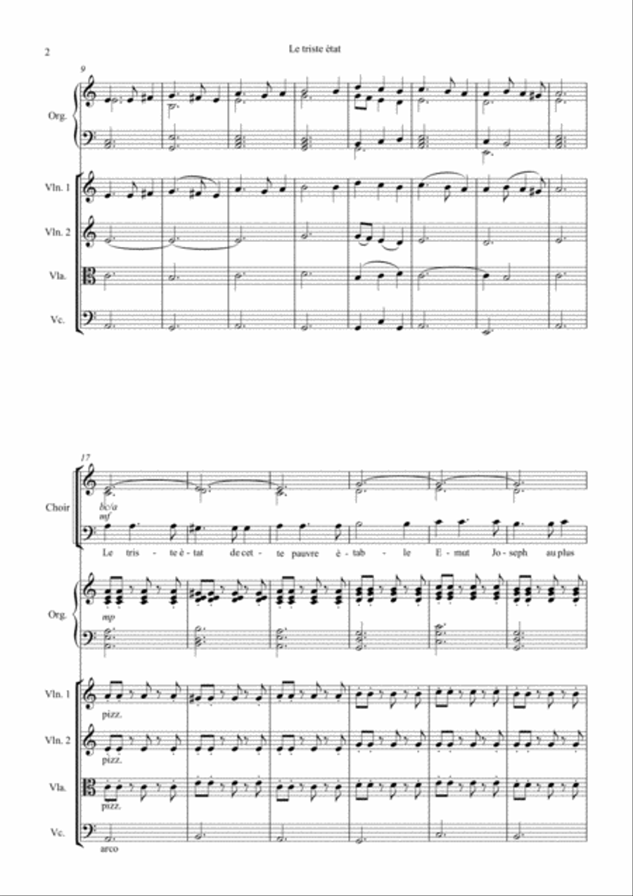 LE TRISTE ETAT, based on LA FOLIA, for SATB c.,strings and organ 4-Part scores gallery preview page 2
