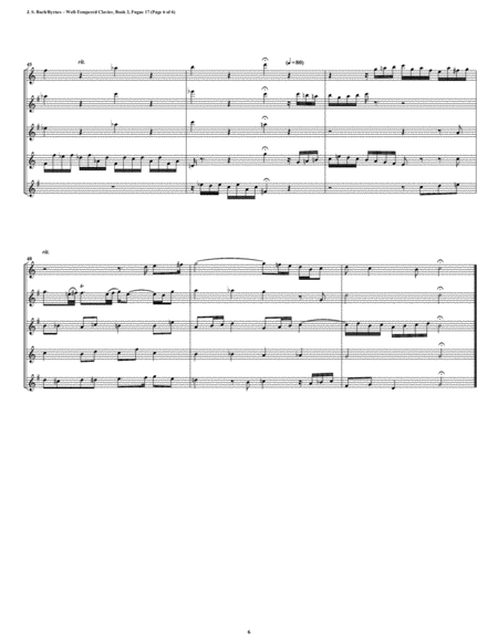 Fugue 17 from Well-Tempered Clavier, Book 2 (Saxophone Quintet) image number null