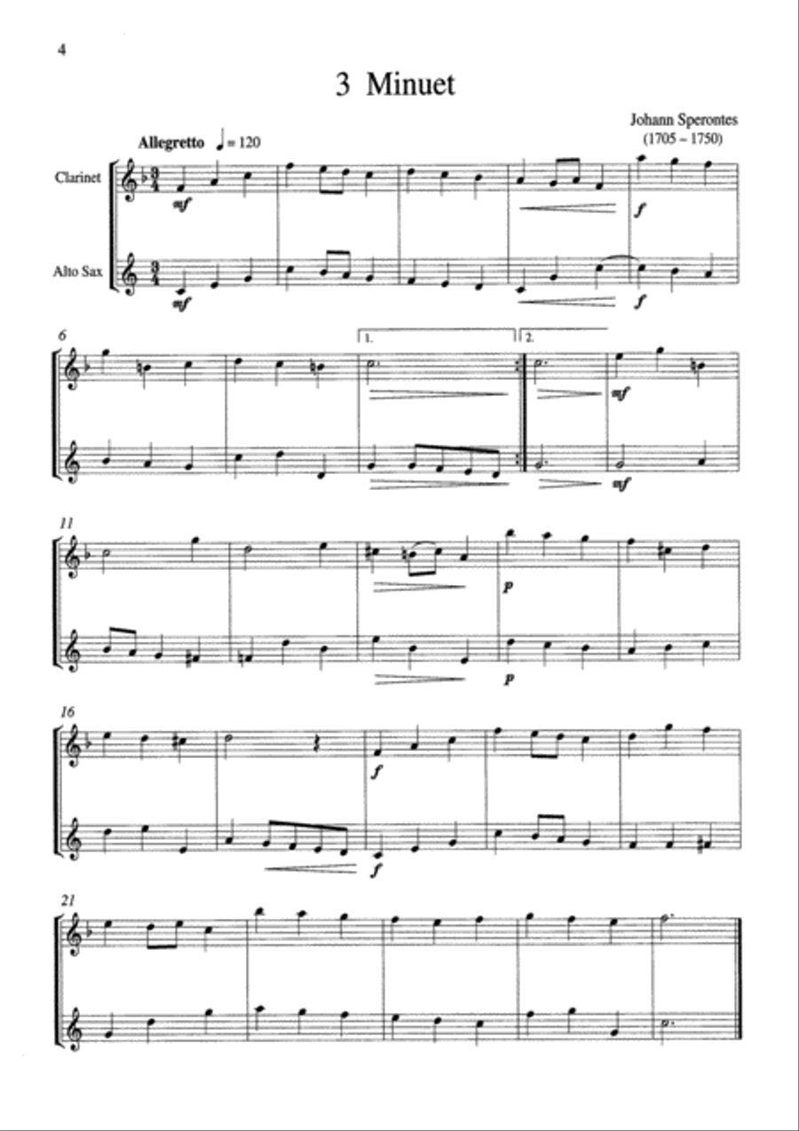 Two by Two Clarinet and Alto Saxophone Duets Woodwind Duet scores gallery preview page 2