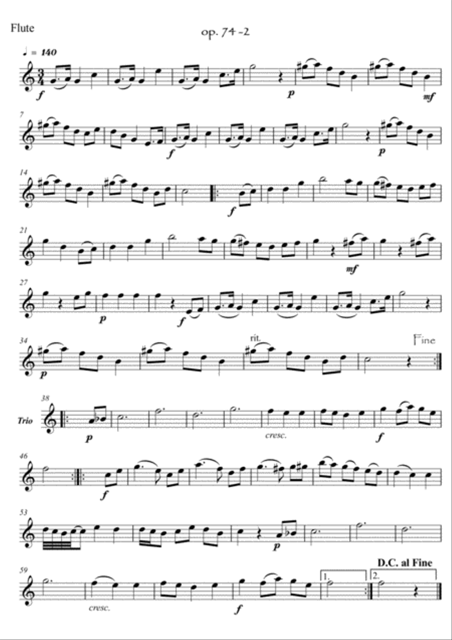 Easy Flute Guitar duets by Giuliani 74-2 Flute scores gallery preview page 3