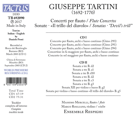Tartini: Flute Concertos - Sonatas - "Devil's trill"