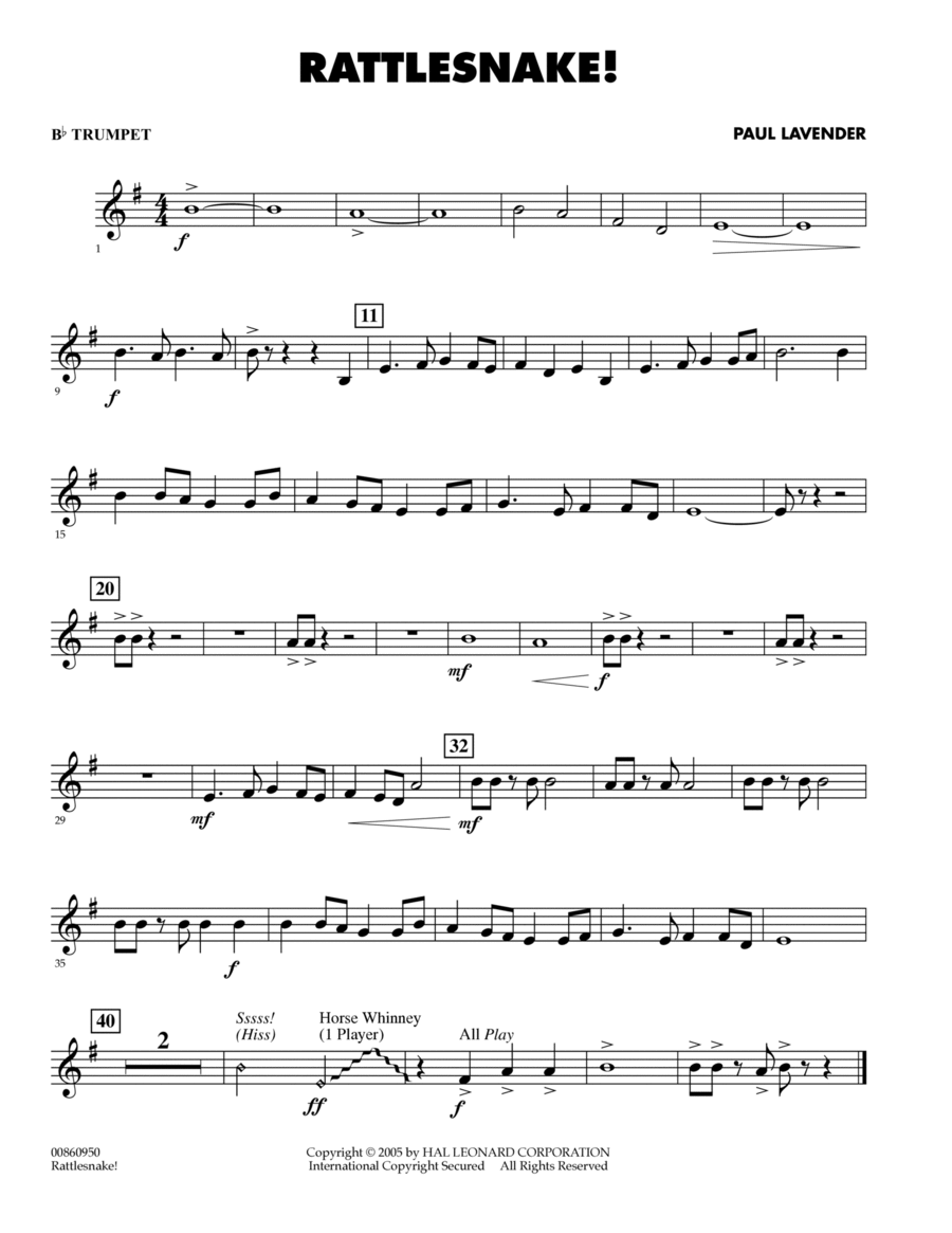 Rattlesnake! - Bb Trumpet B-Flat Trumpet scores gallery preview page 1
