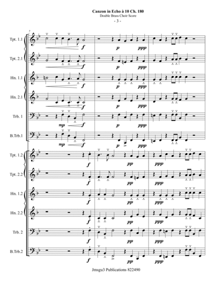 Gabrieli: Canzon in Echo a10 Ch. 180 for Double Brass Choir - Score Only image number null