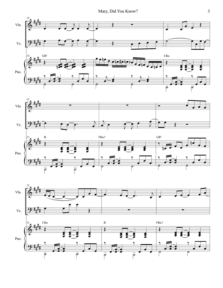 Mary, Did You Know? Piano Trio scores gallery preview page 3