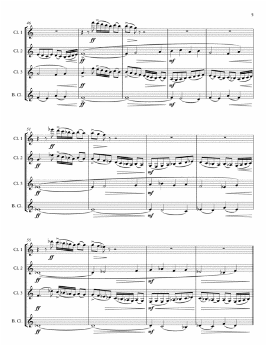 Pavane, Op. 50 for Clarinet Quartet or Choir Choir scores gallery preview page 5