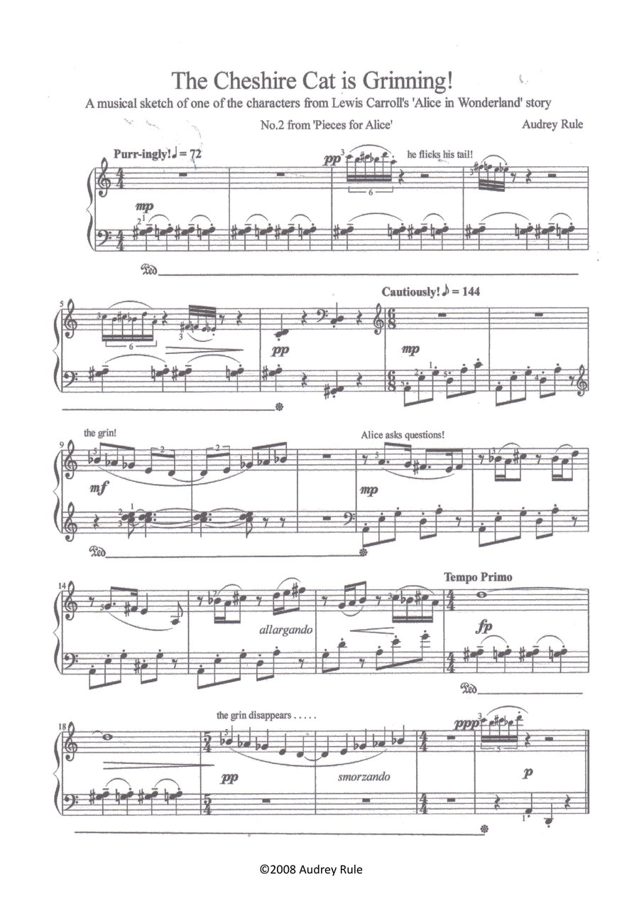 The Cheshire Cat is Grinning! Piano Solo scores gallery preview page 1