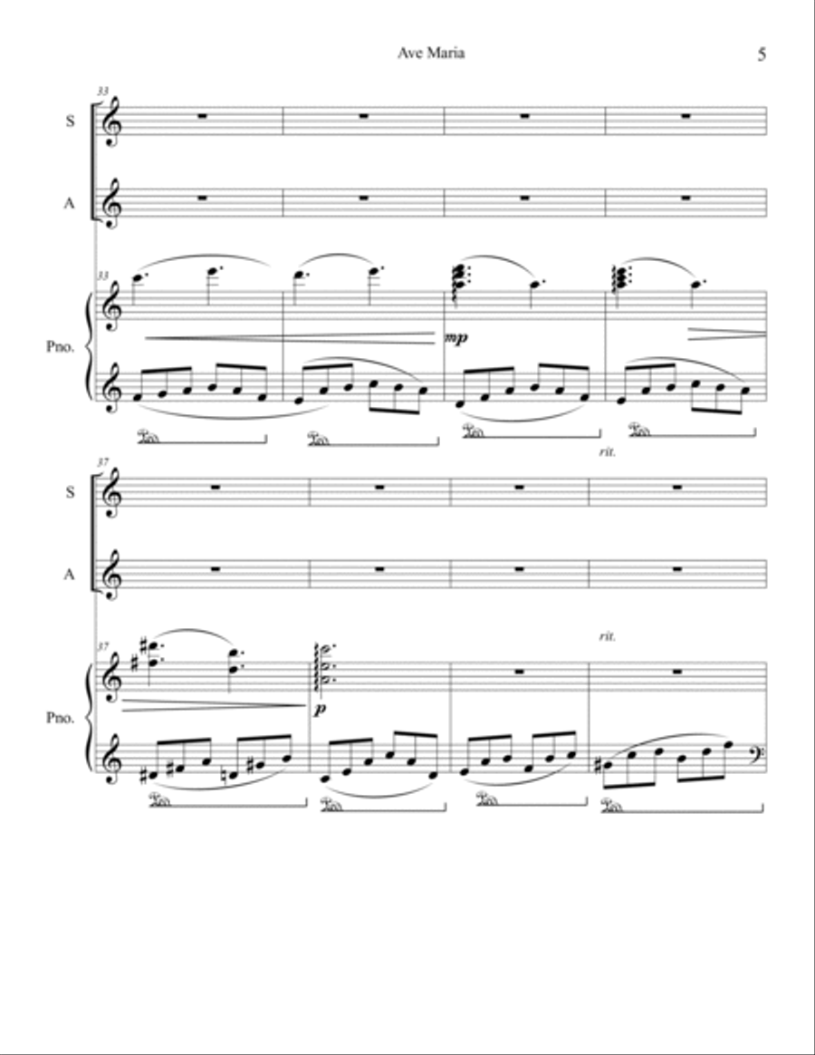 Ave Maria New Arrangement for Soprano, Alto, and Piano Piano, Vocal, Guitar scores gallery preview page 5