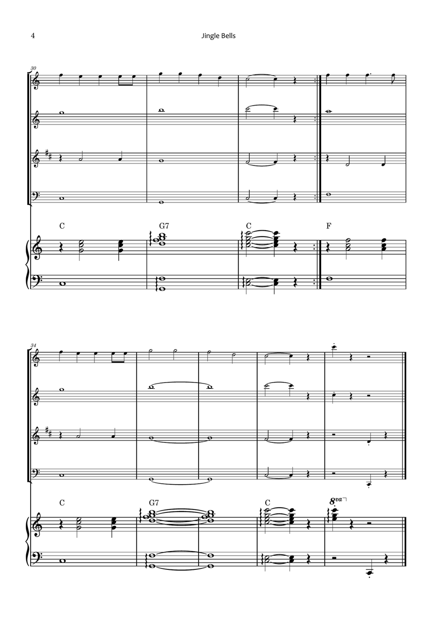 Jingle Bells Woodwind Quartet scores gallery preview page 4