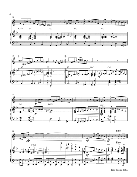 Tico-Tico no Fubá - Choro - Key: G-minor - Piano and Trumpet