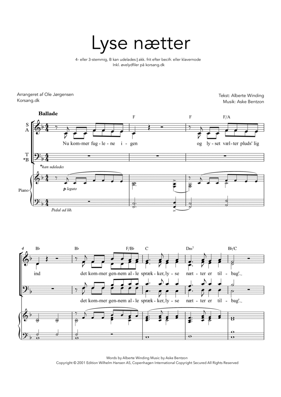 Lyse Nætter 4-Part scores gallery preview page 1